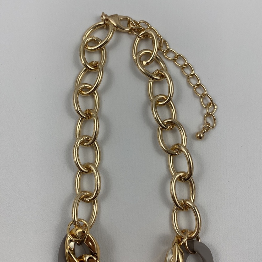 4/$20 A New Day Chunky 16-18” Gold Tone & Matte Gray Chain Link Layer Necklace - Picture 4 of 6